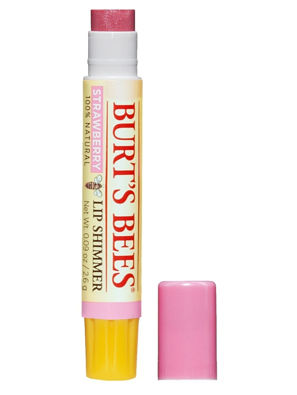 NEW Burt's Bees 100% Natural Lip Shimmer, Strawberry